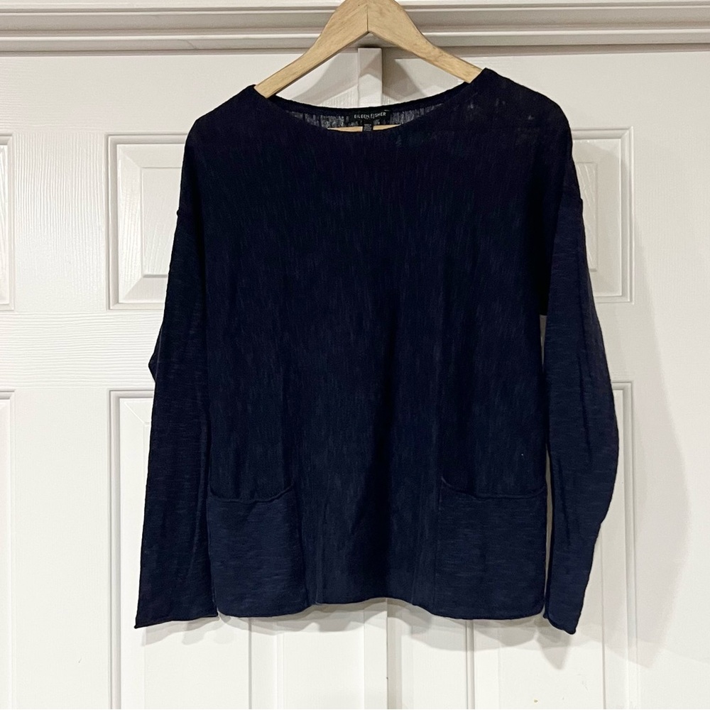 Eileen Fisher Midnight Blue Crew Neck Sweater